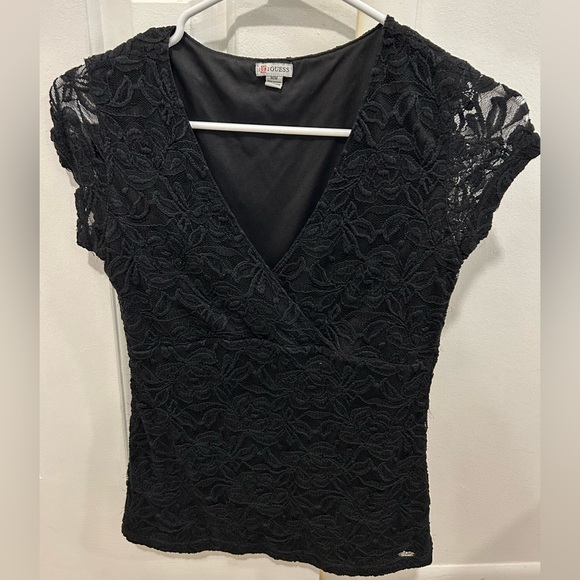 Guess black blouse, size m, elegant, with lace, good condition - Picture 1 of 3